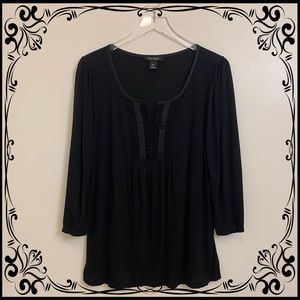 White House Black Market Pleated Black Top Size XL